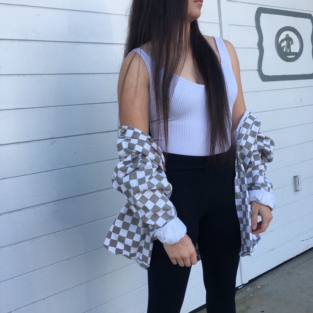 Checkered denim/jean jacket urban outfitters